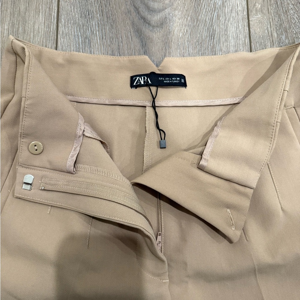 Zara Beige High-Waist Trousers